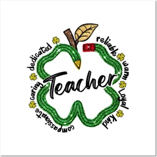 One Lucky Teacher, Teacher Pencils Patricks Day, St Patrick's Day, Shamrock Teacher Posters and Art